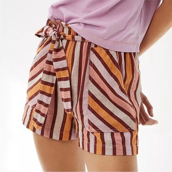 BY ANTHROPOLOGIE | NEW Belted Vertical Stripe Pull On Shorts Women’s Size XL - Picture 2 of 10